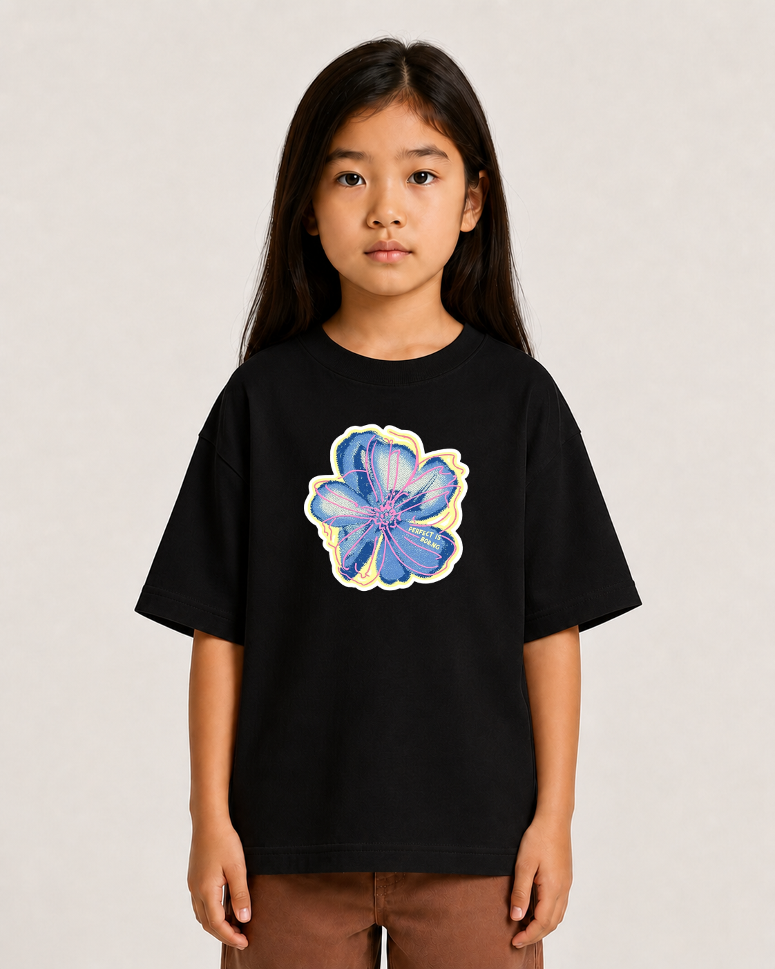 Camiseta feminina Flor azul